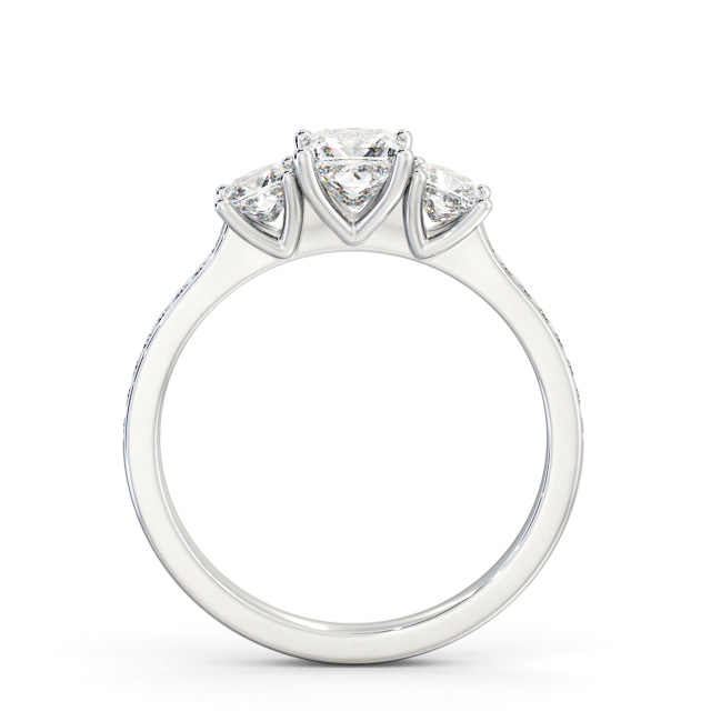 Three Stone Princess Diamond Ring 18K White Gold - Arissa TH115_WG_UP