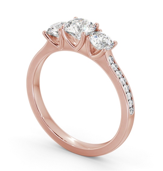  Three Stone Round Diamond Ring 18K Rose Gold - Sarina TH116_RG_THUMB1 