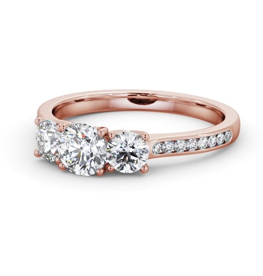  Three Stone Round Diamond Ring 18K Rose Gold - Sarina TH116_RG_THUMB2 