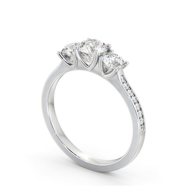 Three Stone Round Diamond Ring 18K White Gold - Sarina TH116_WG_SIDE