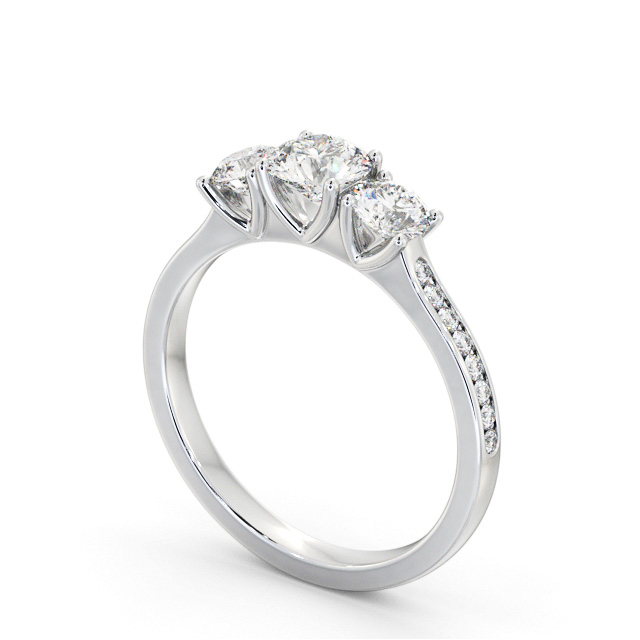 Three Stone Round Diamond Ring Platinum - Sarina TH116_WG_SIDE