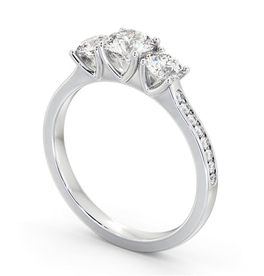  Three Stone Round Diamond Ring 9K White Gold - Sarina TH116_WG_THUMB1 