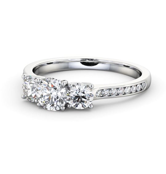  Three Stone Round Diamond Ring 9K White Gold - Sarina TH116_WG_THUMB2 