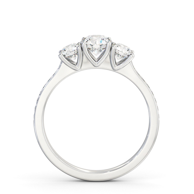 Three Stone Round Diamond Ring 18K White Gold - Sarina TH116_WG_UP
