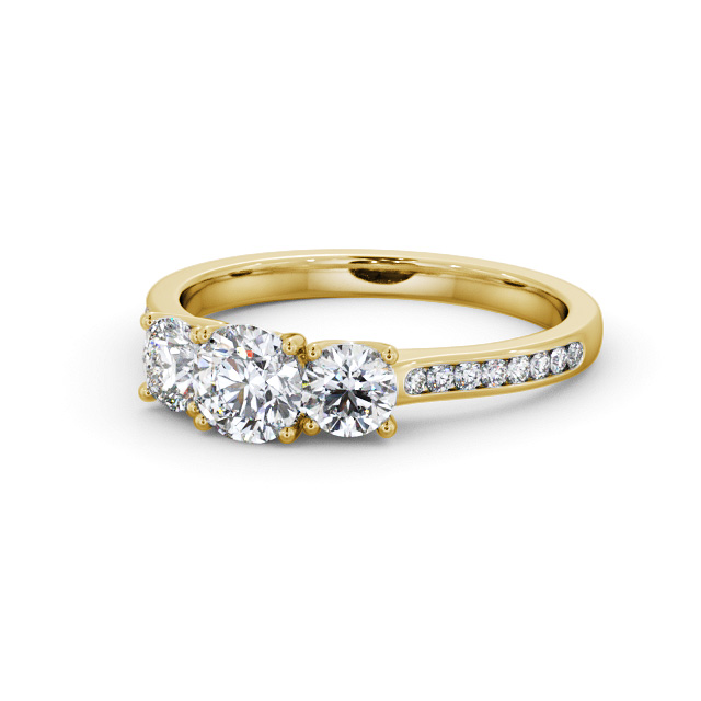 Three Stone Round Diamond Ring 18K Yellow Gold - Sarina TH116_YG_FLAT