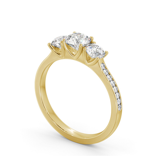 Three Stone Round Diamond Ring 18K Yellow Gold - Sarina TH116_YG_SIDE