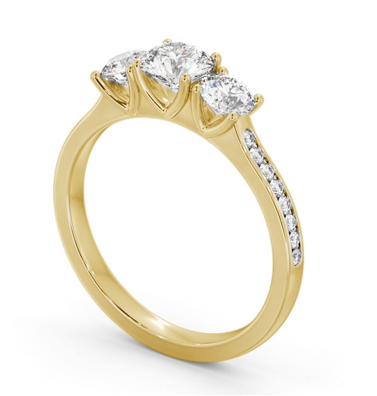 Three Stone Round Diamond Ring 18K Yellow Gold - Sarina TH116_YG_THUMB1