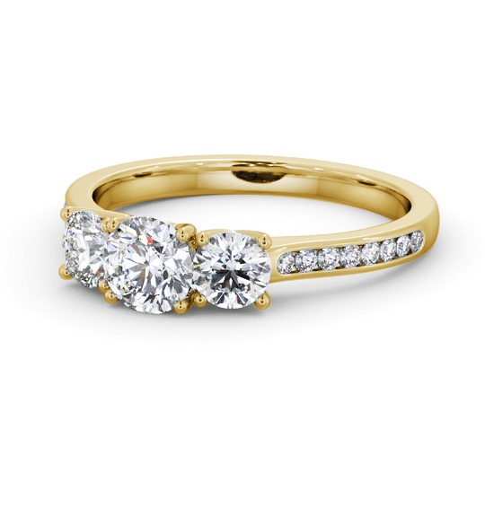  Three Stone Round Diamond Ring 18K Yellow Gold - Sarina TH116_YG_THUMB2 