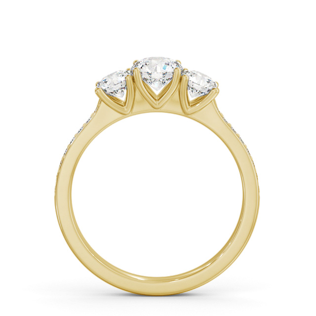 Three Stone Round Diamond Ring 18K Yellow Gold - Sarina TH116_YG_UP