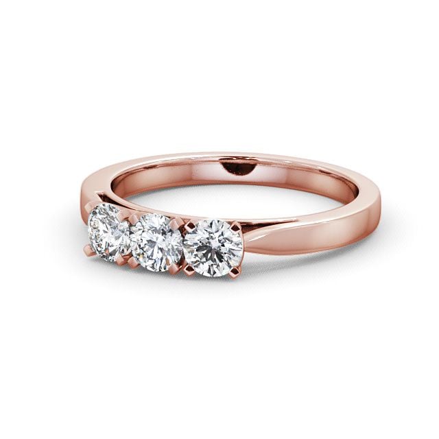 Three Stone Round Diamond Ring 9K Rose Gold - Tiley TH11_RG_FLAT