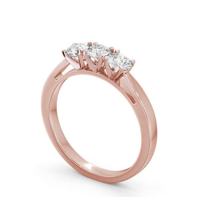 Three Stone Round Diamond Ring 9K Rose Gold - Tiley TH11_RG_SIDE