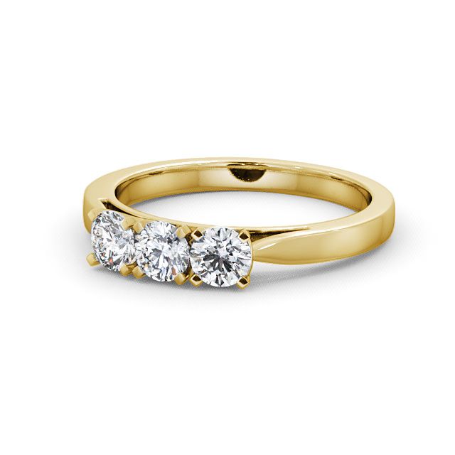 Three Stone Round Diamond Ring 18K Yellow Gold - Tiley TH11_YG_FLAT