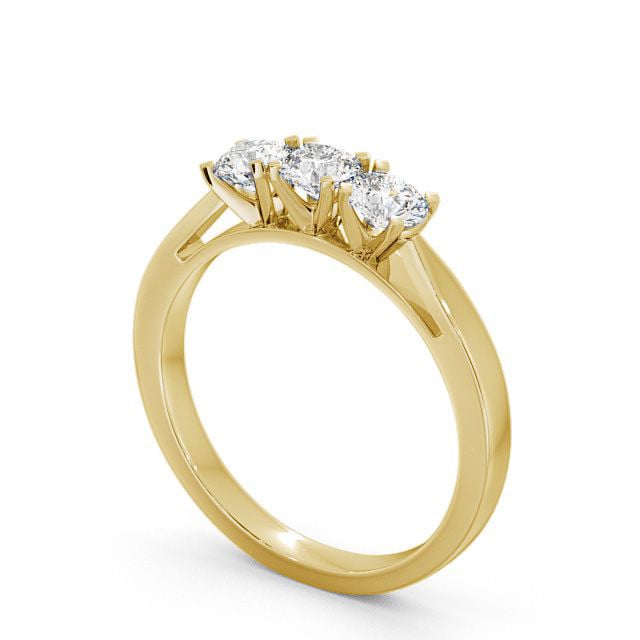 Three Stone Round Diamond Ring 18K Yellow Gold - Tiley TH11_YG_SIDE