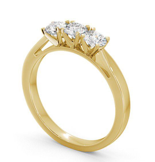 Three Stone Round Diamond Ring 18K Yellow Gold - Tiley TH11_YG_THUMB1