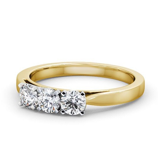 Tiley Three Stone Ring Round Diamond Pinched Band TH11_YWG_THUMB2 