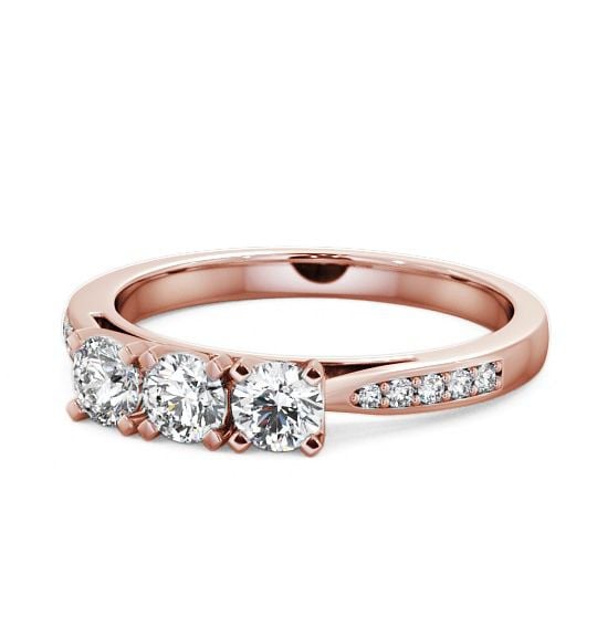 Three Stone Round Diamond Trilogy Ring 18K Rose Gold with Channel Set Side Stones TH11S_RG_THUMB2 