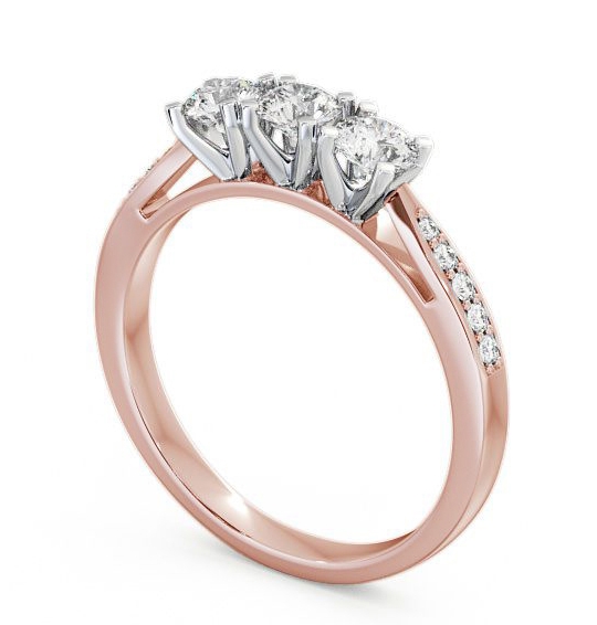 Three Stone Round Diamond Trilogy Ring 18K Yellow and White Gold with Channel Set Side Stones TH11S_RWG_THUMB1 