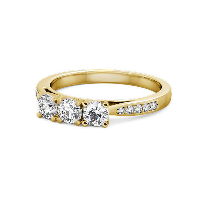 Three Stone Round Diamond Ring 9K Yellow Gold With Side Stones Radley