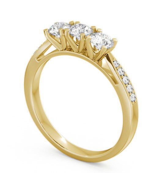 Three Stone Round Diamond Trilogy Ring 9K Yellow Gold with Channel Set Side Stones TH11S_YG_THUMB1 