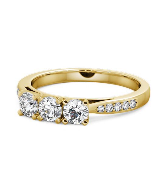 Three Stone Round Diamond Trilogy Ring 18K Yellow Gold with Channel Set Side Stones TH11S_YG_THUMB2 