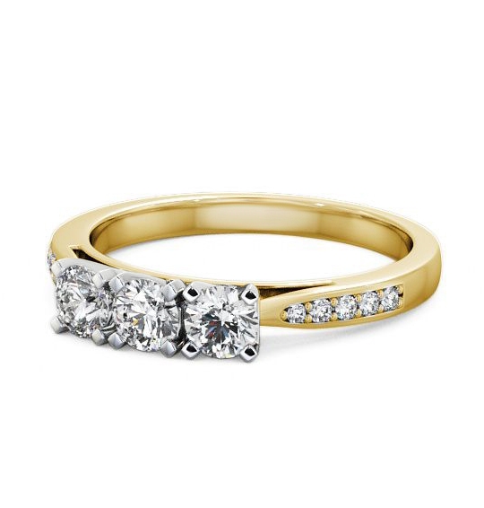 Radley Three Stone Ring Round Diamond Side Stones Traditional Style TH11S_YWG_THUMB2 