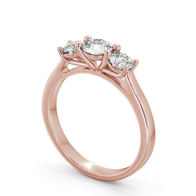 Three Stone Round Diamond Ring 18K Rose Gold - Warkworth TH12_RG_SIDE
