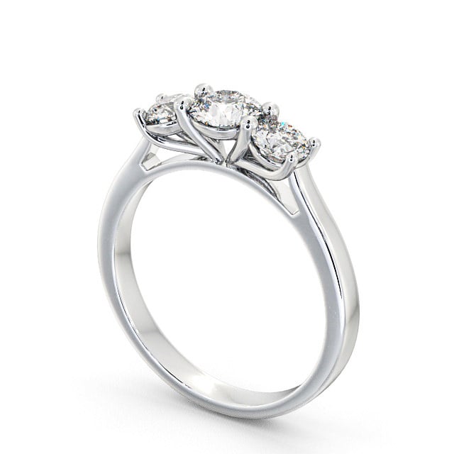 Three Stone Round Diamond Ring 9K White Gold - Warkworth TH12_WG_SIDE