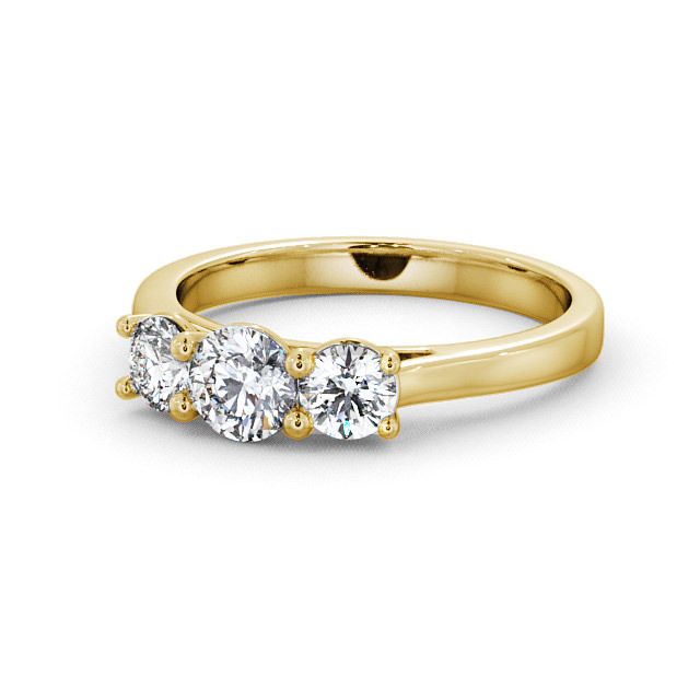 Three Stone Round Diamond Ring 9K Yellow Gold - Warkworth TH12_YG_FLAT