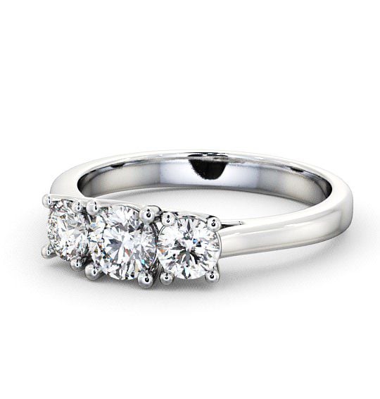  Three Stone Round Diamond Ring 18K White Gold - Darnfel TH13_WG_THUMB2 