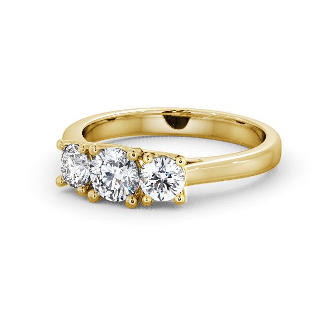 Three Stone Round Diamond Ring 18K Yellow Gold - Darnfel TH13_YG_FLAT
