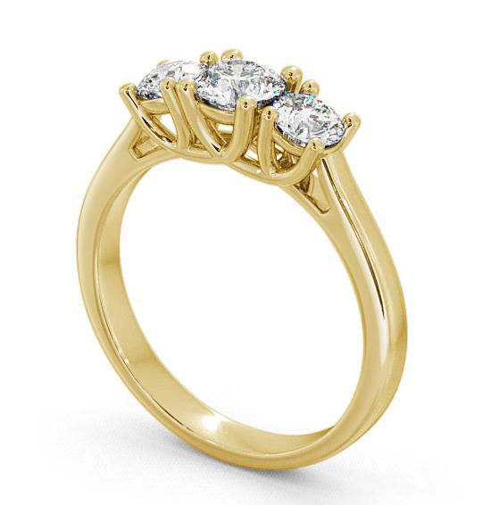 Three Stone Round Diamond Sweeping Prongs Ring 18K Yellow Gold TH13_YG_THUMB1