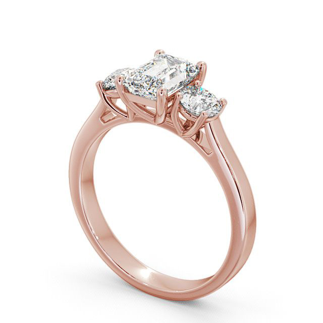 Three Stone Emerald Diamond Ring 18K Rose Gold - Ablington TH14_RG_SIDE