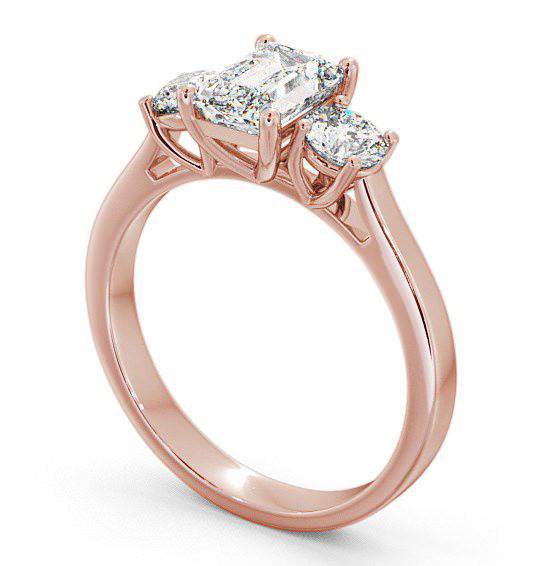 Three Stone Emerald Diamond Ring 9K Rose Gold - Ablington TH14_RG_THUMB1