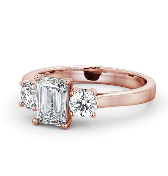  Three Stone Emerald Diamond Ring 9K Rose Gold - Ablington TH14_RG_THUMB2 