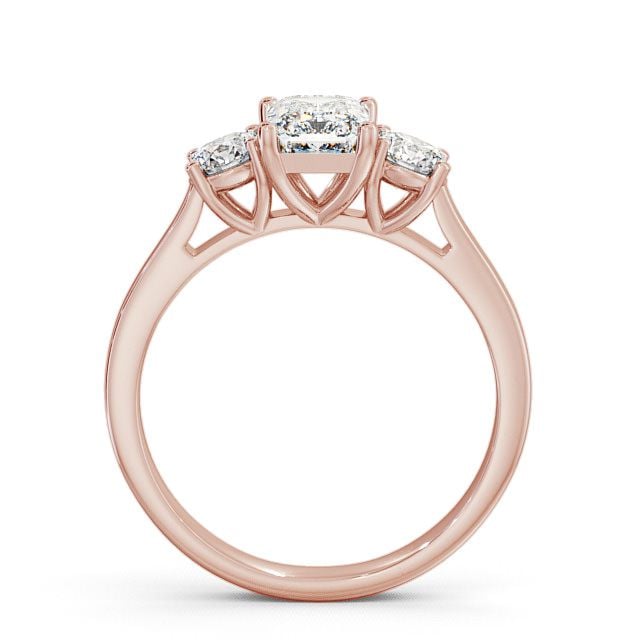 Three Stone Emerald Diamond Ring 9K Rose Gold - Ablington TH14_RG_UP