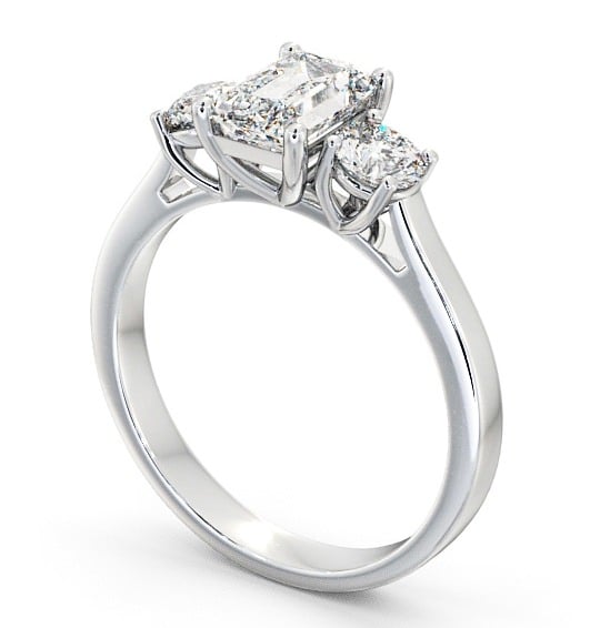  Three Stone Emerald Diamond Ring 9K White Gold - Ablington TH14_WG_THUMB1 