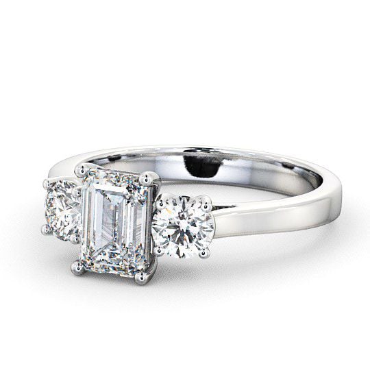  Three Stone Emerald Diamond Ring 18K White Gold - Ablington TH14_WG_THUMB2 