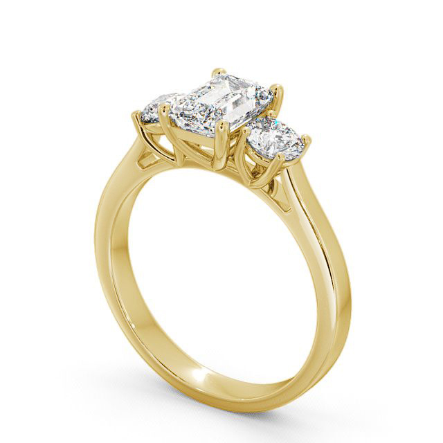 Three Stone Emerald Diamond Ring 18K Yellow Gold - Ablington TH14_YG_SIDE