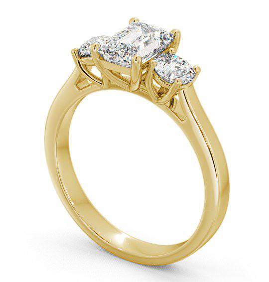 Three Stone Emerald and Round Diamond Trilogy Ring 9K Yellow Gold TH14_YG_THUMB1 