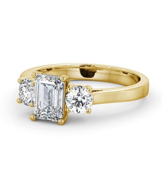  Three Stone Emerald Diamond Ring 9K Yellow Gold - Ablington TH14_YG_THUMB2 