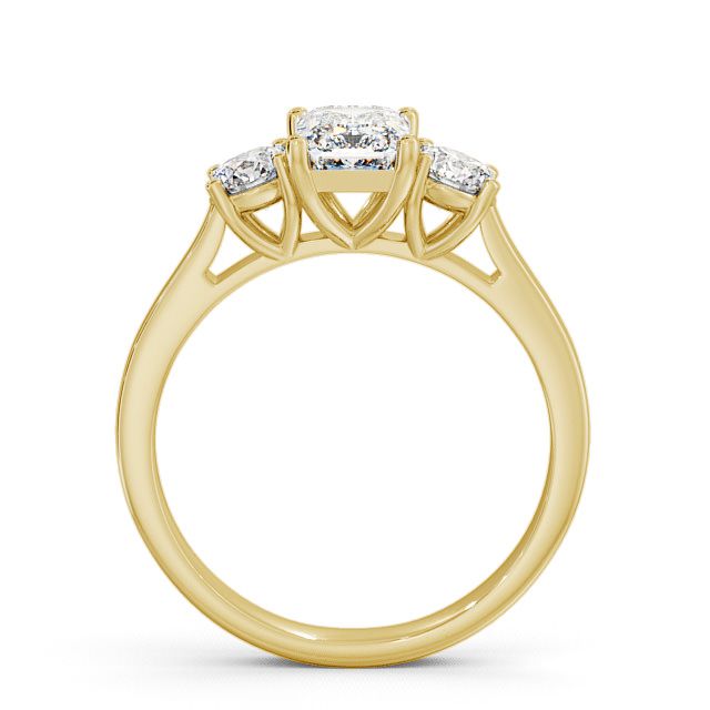 Three Stone Emerald Diamond Ring 18K Yellow Gold - Ablington TH14_YG_UP