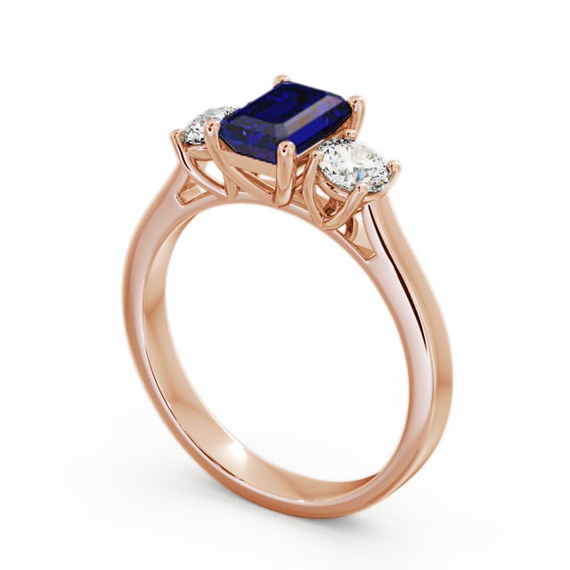 Three Stone Blue Sapphire and Diamond 1.15ct Ring 18K Rose Gold - Ablington TH14GEM_RG_BS_SIDE