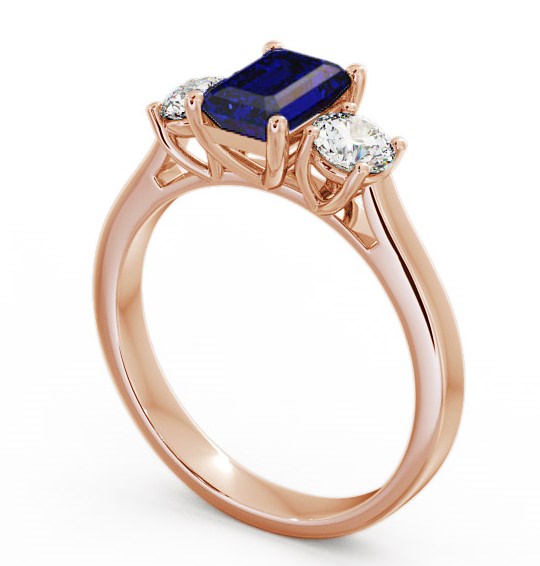 Three Stone Blue Sapphire and Diamond 1.15ct Ring 9K Rose Gold TH14GEM_RG_BS_THUMB1