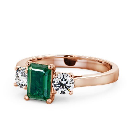  Three Stone Emerald and Diamond 1.00ct Ring 18K Rose Gold - Ablington TH14GEM_RG_EM_THUMB2 