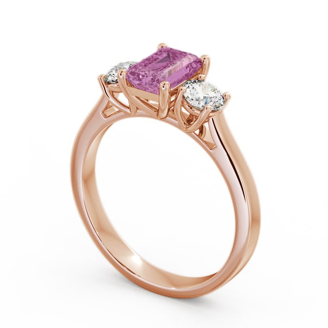 Three Stone Pink Sapphire and Diamond 1.15ct Ring 18K Rose Gold - Ablington