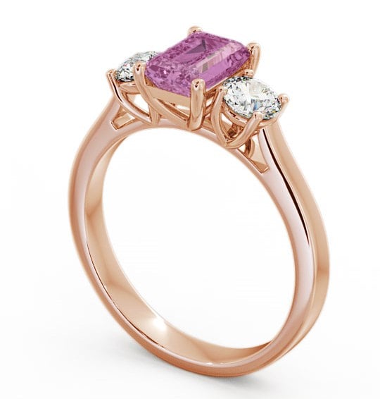 Three Stone Pink Sapphire and Diamond 1.15ct Ring 18K Rose Gold TH14GEM_RG_PS_THUMB1 