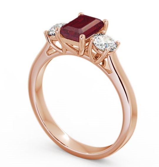  Three Stone Ruby and Diamond 1.15ct Ring 18K Rose Gold - Ablington TH14GEM_RG_RU_THUMB1 
