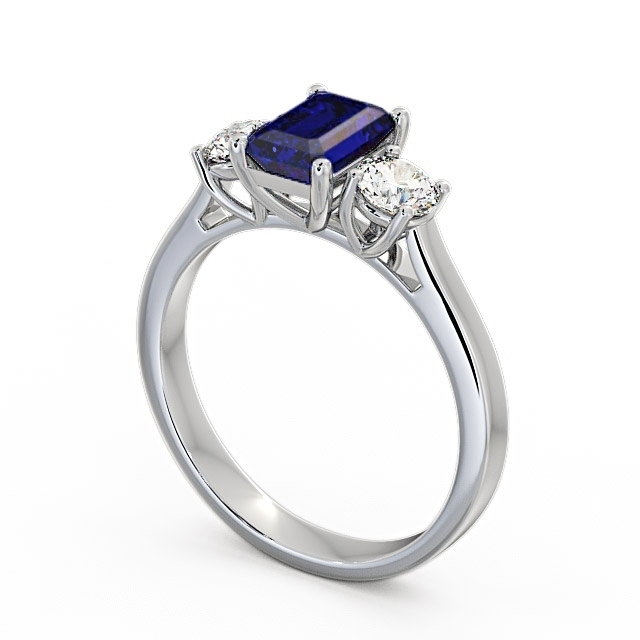 Three Stone Blue Sapphire and Diamond 1.15ct Ring Palladium - Ablington TH14GEM_WG_BS_SIDE