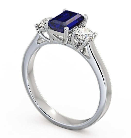  Three Stone Blue Sapphire and Diamond 1.15ct Ring 18K White Gold - Ablington TH14GEM_WG_BS_THUMB1 