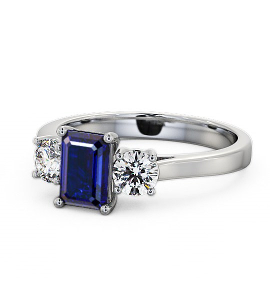 Three Stone Blue Sapphire and Diamond 1.15ct Ring 18K White Gold TH14GEM_WG_BS_THUMB2 